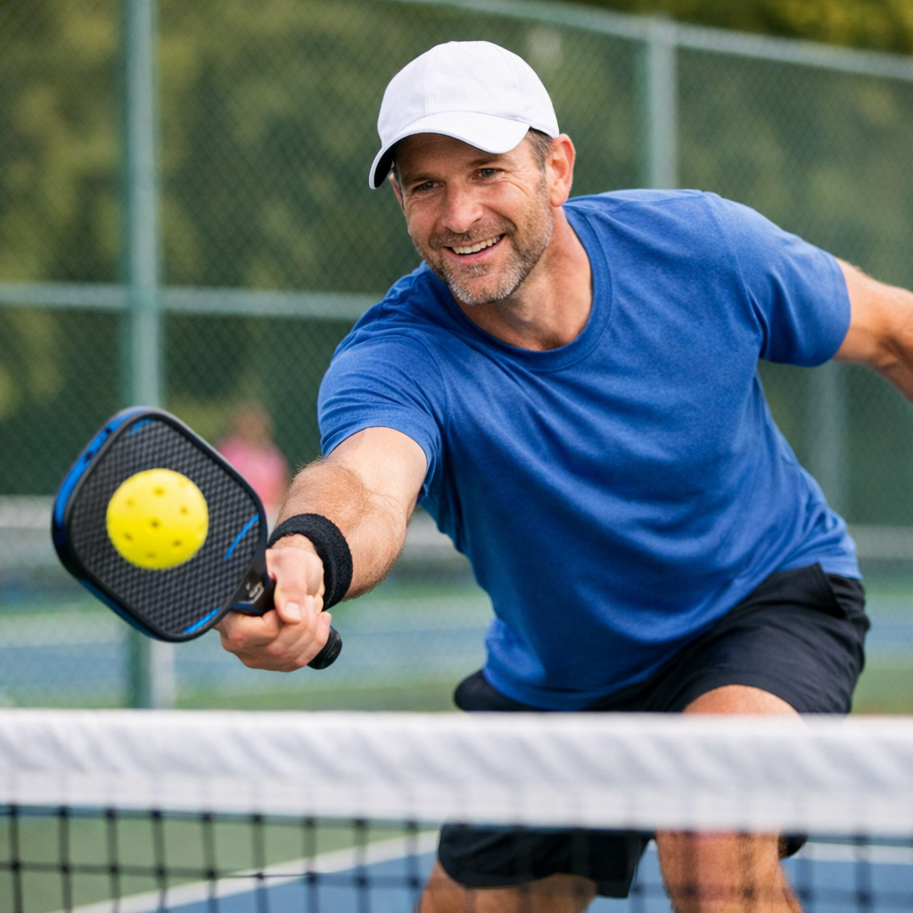 Person Playing Pickleball on Sunny Court-1 Person Playing Pickleball on Sunny Court-1